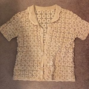 Cream Vintage cardigan lace sweater